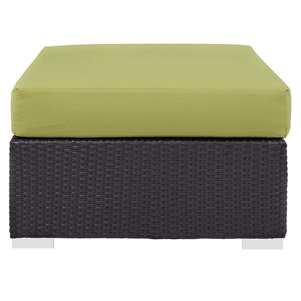 Convene Outdoor Patio Fabric Rectangle Ottoman in Espresso Peridot