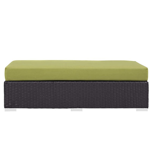 Convene Outdoor Patio Fabric Rectangle Ottoman in Espresso Peridot