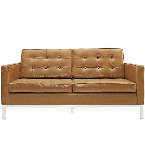 Loft Leather Loveseat in Pumpkin