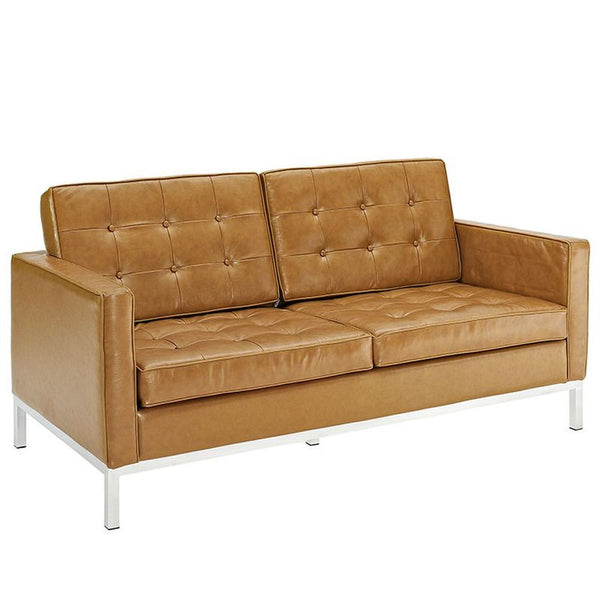 Loft Leather Loveseat in Pumpkin
