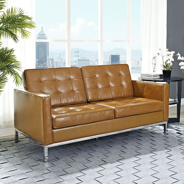 Loft Leather Loveseat in Pumpkin