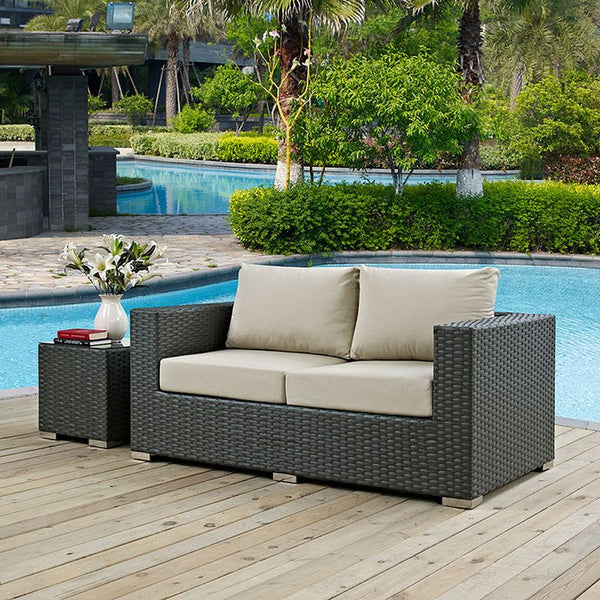 Sojourn Outdoor Patio Sunbrella® Loveseat in Canvas Antique Beige