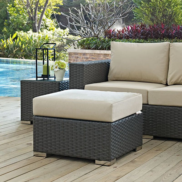 Sojourn Outdoor Patio Sunbrella® Ottoman in Canvas Antique Beige
