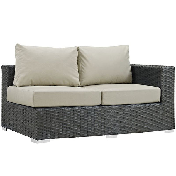 Sojourn Outdoor Patio Sunbrella® Right Arm Loveseat in Canvas Antique Beige