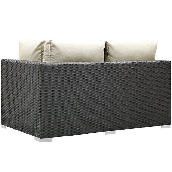 Sojourn Outdoor Patio Sunbrella® Right Arm Loveseat in Canvas Antique Beige
