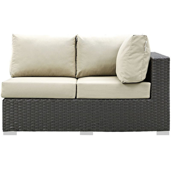 Sojourn Outdoor Patio Sunbrella® Right Arm Loveseat in Canvas Antique Beige