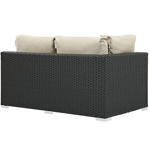 Sojourn Outdoor Patio Sunbrella® Left Arm Loveseat in Canvas Antique Beige