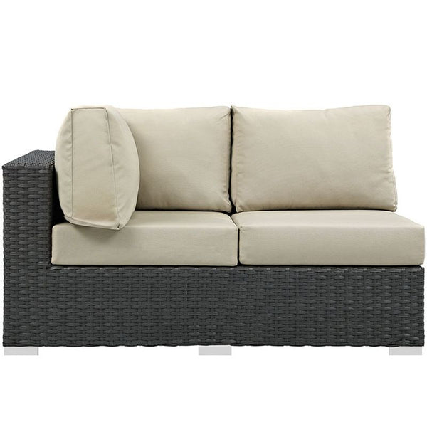 Sojourn Outdoor Patio Sunbrella® Left Arm Loveseat in Canvas Antique Beige