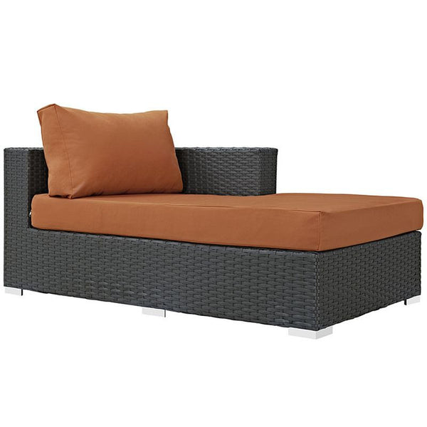 Sojourn Outdoor Patio Fabric Sunbrella® Right Arm Chaise in Canvas Tuscan