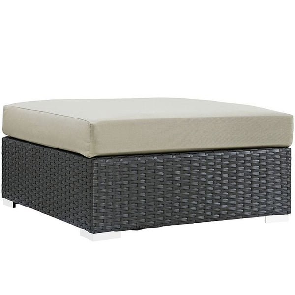 Sojourn Outdoor Patio Sunbrella® Square Ottoman in Canvas Antique Beige