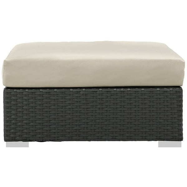 Sojourn Outdoor Patio Sunbrella® Square Ottoman in Canvas Antique Beige