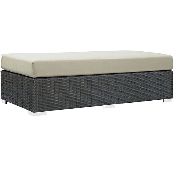 Sojourn Outdoor Patio Fabric Sunbrella® Rectangle Ottoman in Canvas Antique Beige