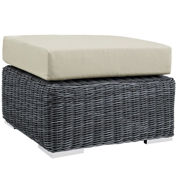 Summon Outdoor Patio Sunbrella® Ottoman in Canvas Antique Beige