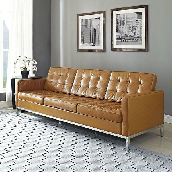 Loft Leather Sofa in Pumpkin