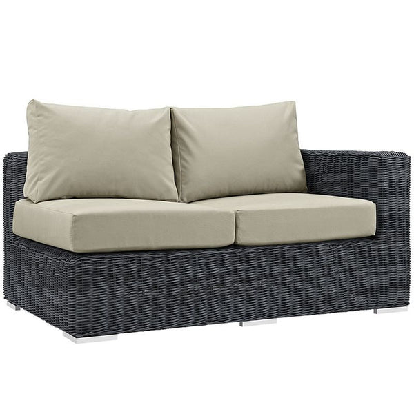 Summon Outdoor Patio Sunbrella® Right Arm Loveseat in Canvas Antique Beige