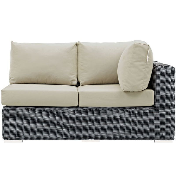 Summon Outdoor Patio Sunbrella® Right Arm Loveseat in Canvas Antique Beige