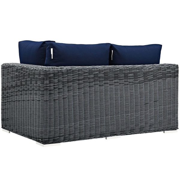 Summon Outdoor Patio Sunbrella® Right Arm Loveseat in Canvas Navy