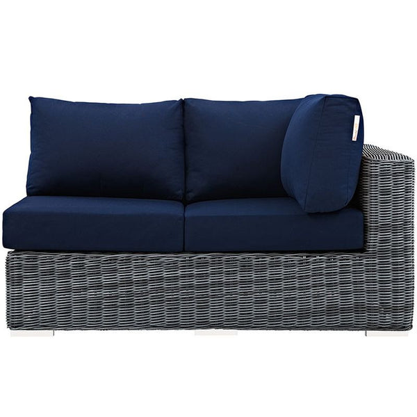 Summon Outdoor Patio Sunbrella® Right Arm Loveseat in Canvas Navy