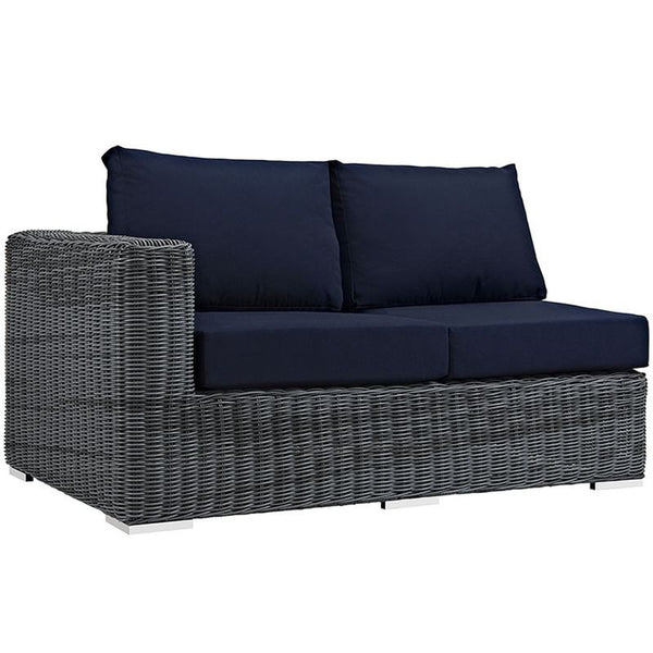 Summon Outdoor Patio Sunbrella® Left Arm Loveseat in Canvas Navy