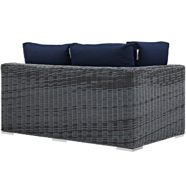 Summon Outdoor Patio Sunbrella® Left Arm Loveseat in Canvas Navy