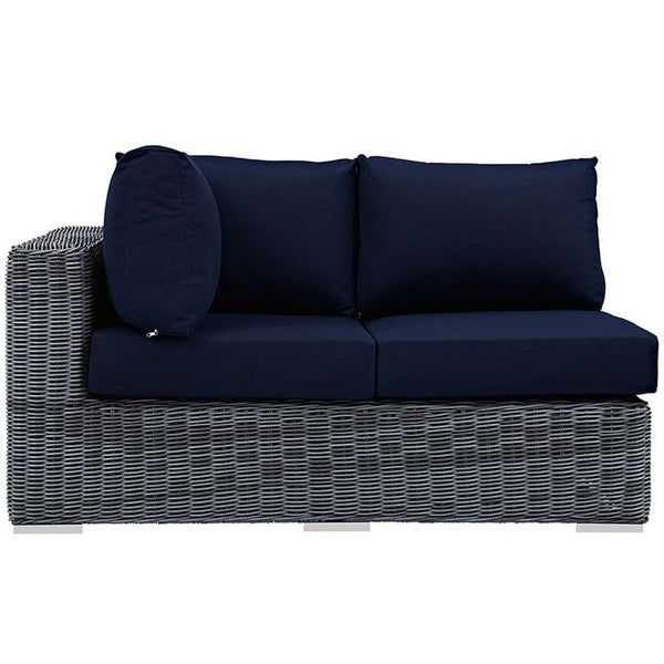 Summon Outdoor Patio Sunbrella® Left Arm Loveseat in Canvas Navy