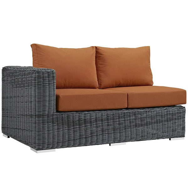 Summon Outdoor Patio Sunbrella® Left Arm Loveseat in Canvas Tuscan