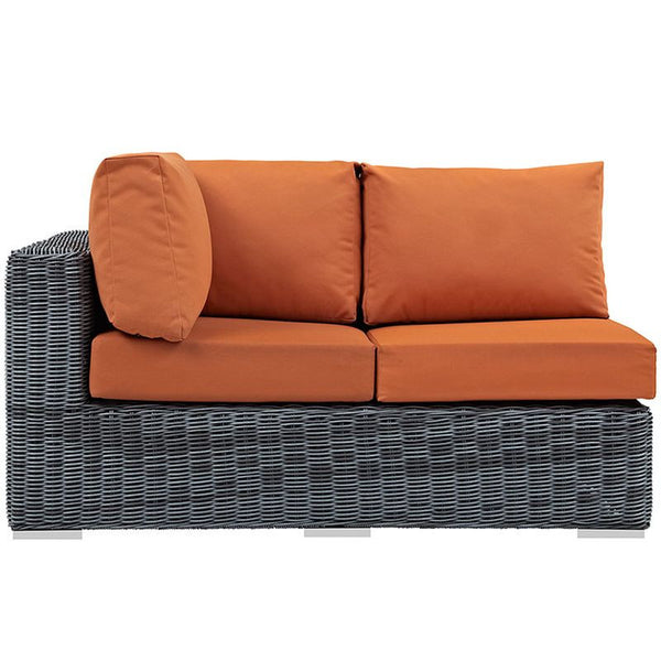 Summon Outdoor Patio Sunbrella® Left Arm Loveseat in Canvas Tuscan