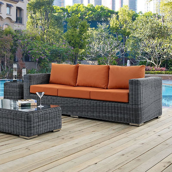 Summon Outdoor Patio Sunbrella® Sofa in Canvas Tuscan