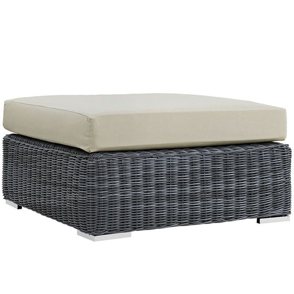 Summon Outdoor Patio Sunbrella® Square Ottoman in Canvas Antique Beige