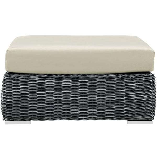 Summon Outdoor Patio Sunbrella® Square Ottoman in Canvas Antique Beige