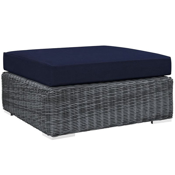 Summon Outdoor Patio Sunbrella® Square Ottoman in Canvas Navy