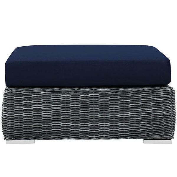 Summon Outdoor Patio Sunbrella® Square Ottoman in Canvas Navy