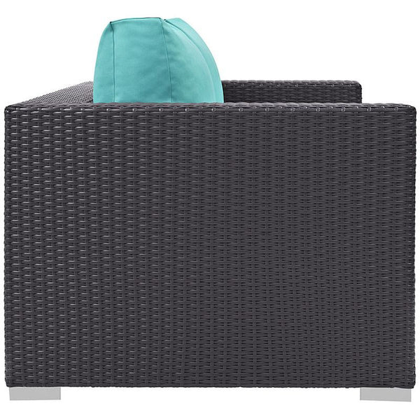 Convene Outdoor Patio Loveseat in Espresso Turquoise