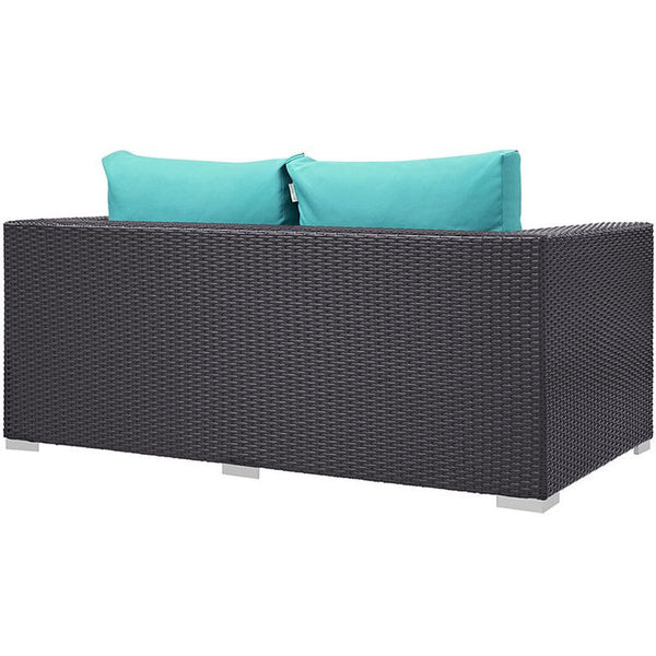 Convene Outdoor Patio Loveseat in Espresso Turquoise