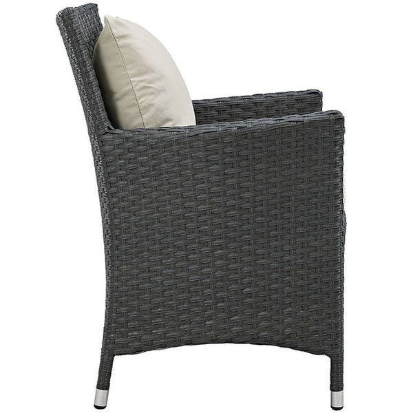 Sojourn Dining Outdoor Patio Sunbrella® Armchair in Antique Canvas Beige