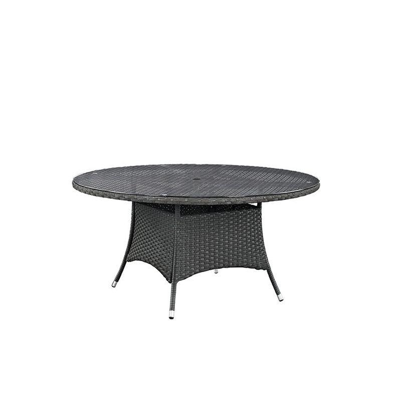 Sojourn 59" Round Outdoor Patio Dining Table in Chocolate