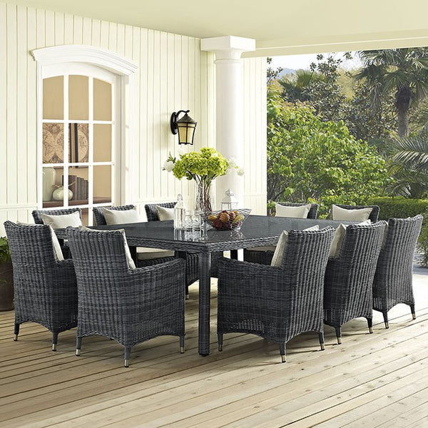Summon 90" Outdoor Patio Dining Table in Gray