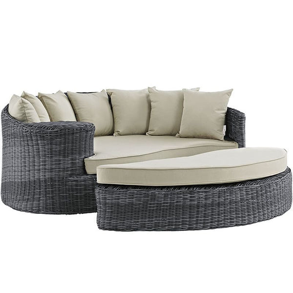 Summon Outdoor Patio Sunbrella® Daybed in Antique Canvas Beige