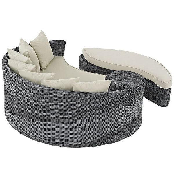 Summon Outdoor Patio Sunbrella® Daybed in Antique Canvas Beige