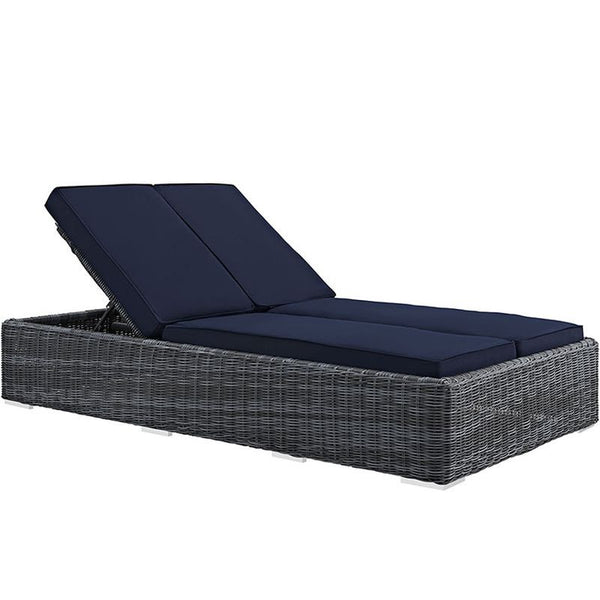 Summon Double Outdoor Patio Sunbrella® Chaise in Navy