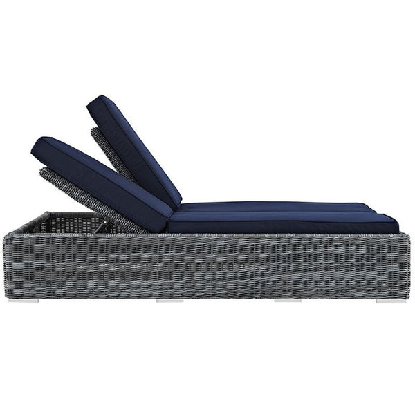 Summon Double Outdoor Patio Sunbrella® Chaise in Navy
