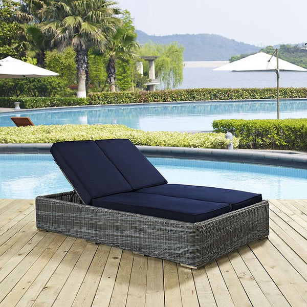 Summon Double Outdoor Patio Sunbrella® Chaise in Navy