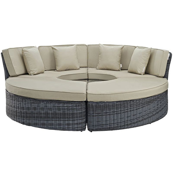 Summon Circular Outdoor Patio Sunbrella® Daybed in Antique Canvas Beige