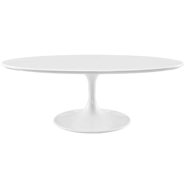 Lippa 48" Oval-Shaped Wood Top Coffee Table in White