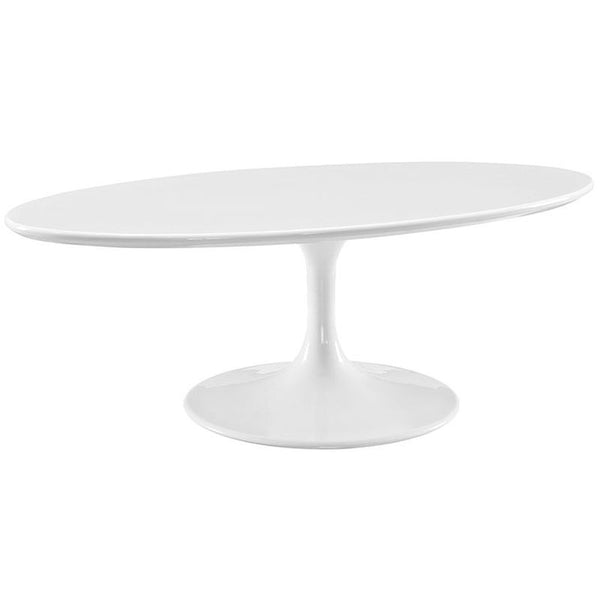 Lippa 48" Oval-Shaped Wood Top Coffee Table in White