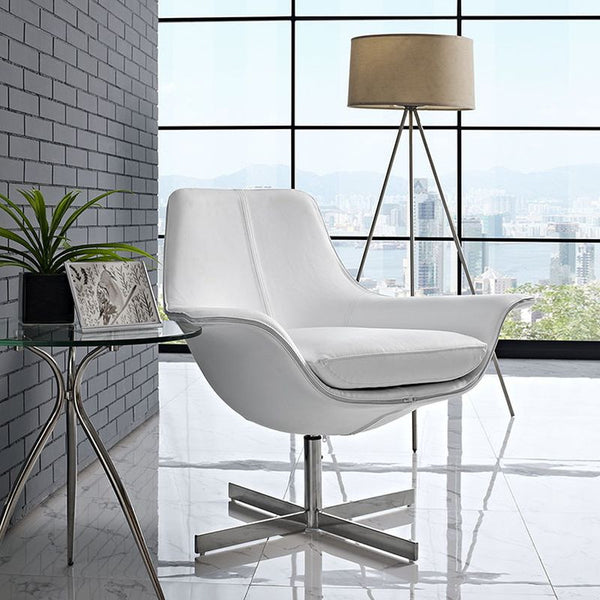 Release Bonded Leather Lounge Chair in White