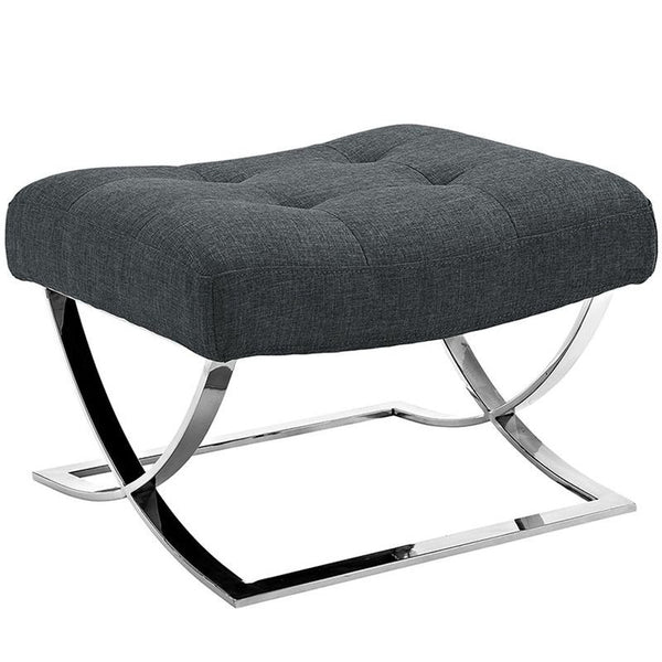 Slope Fabric Ottoman in Gray