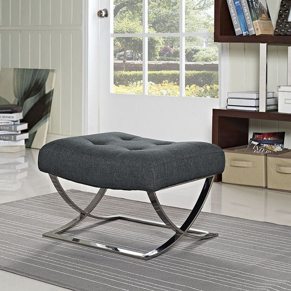 Slope Fabric Ottoman in Gray