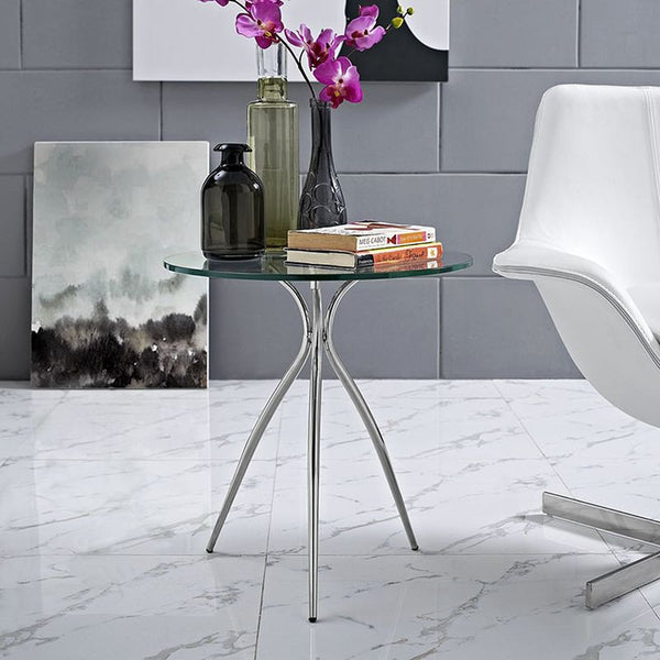 Moxy Glass Top Side Table in Clear