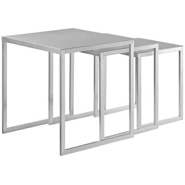Rail Stainless Steel Nesting Table in Silver